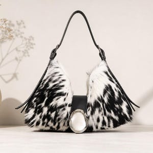 バッグ 00s archive leather fur shoulder bag Y2K Y2k Fur Bag - Etsy