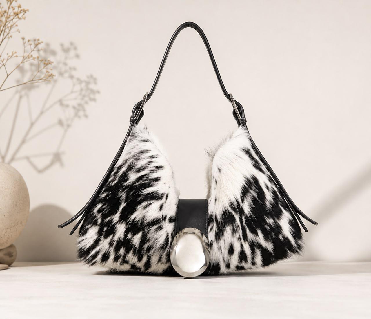 バッグ 00s archive leather fur shoulder bag Y2K Y2k Fur Bag - Etsy
