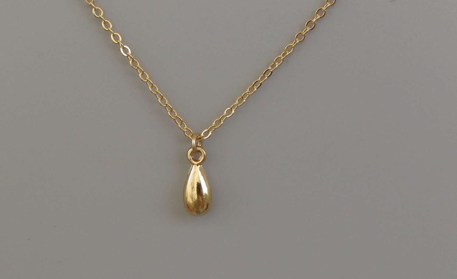 Teardrop pendant necklace tiny gold Teardrop necklace Etsy