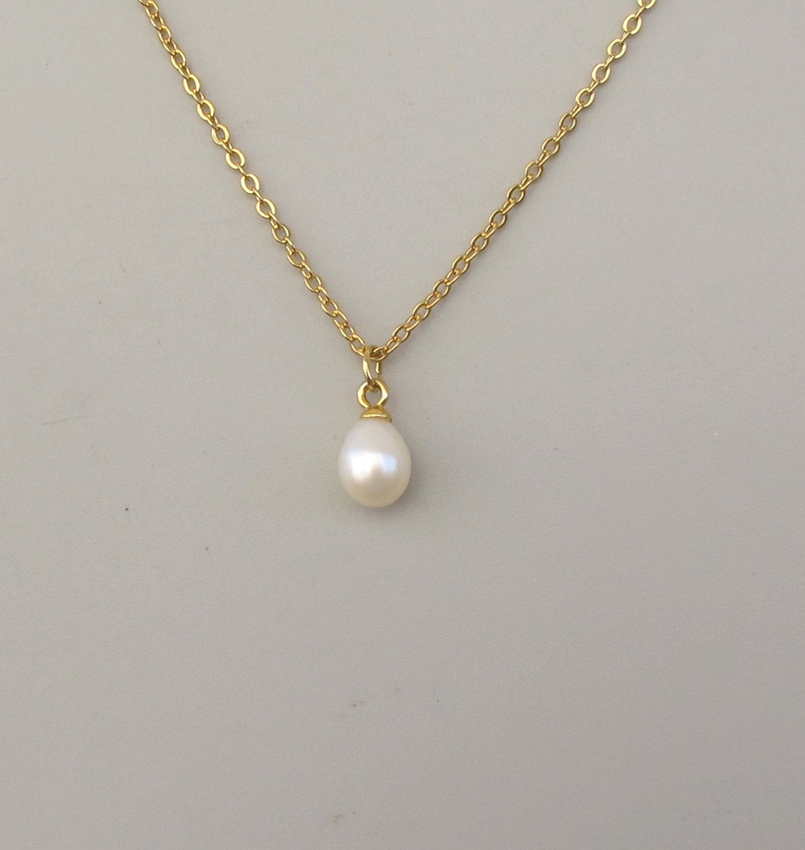 Tear drop pearl necklace white natural large pearl gold | Etsy