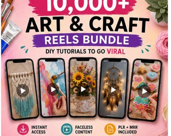 10,000+ Craft Reels Bundle | Viral DIY Videos for Instagram & TikTok | Faceless Content | PLR MRR