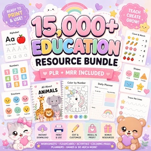 15.000+ Actividades Educativas Imprimibles para Niños | Mega Bundle PDF | PLR + MRR | Recursos para Profesores y Homeschool