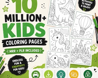 Kids Coloring Book Bundle | 10 Million+ Printable Coloring Pages | Commercial Use | Digital Download