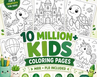 10 Million+ Coloring Pages Bundle | Printable Coloring Books for Kids | Instant Download | PLR MRR