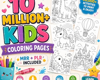 10 Million+ Coloring Pages for Kids | Printable Coloring Sheets | Animals, Dinosaurs, Unicorns & More | PLR MRR