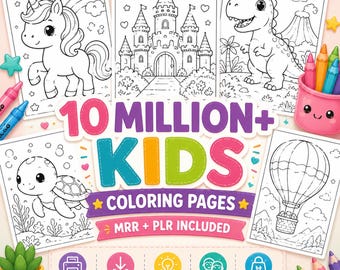 10 Million+ Printable Coloring Pages for Kids | Coloring Book Bundle | Commercial Use | PLR & MRR