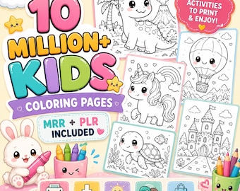 10 Million+ Printable Coloring Pages | Kids Coloring Book Bundle | Preschool & Kindergarten | PLR MRR