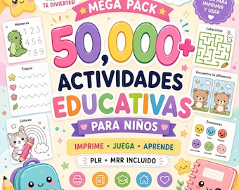 Educational Worksheets Bundle | 50,000+ Printable Activities for Kids | Homeschool | Teacher Resources | PLR MRR