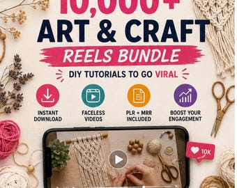 10,000+ DIY Craft Tutorial Videos | Grow Your Craft Business with Viral Reels | PLR & MRR Included
