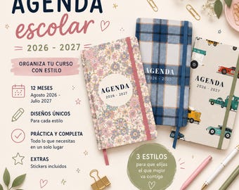2026-2027 School Planner PDF Printable | 3 Versions: Women, Men, Kids | Over 100 Covers | Digital School Planner with Stickers