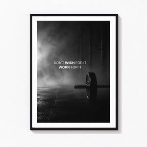 Motiverande citatposter om att arbeta för det, vikt, motiverande muskeltryck, vintagekonst, fitnessfotografi, svartvit väggkonst för träning och gym