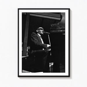 Retro ikonisk trumpet, jazz, blues och affisch, vintage 70-tals konstfotografi, svartvit lyxig mode- och musikkonstnärsväggkonst