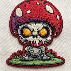 Skull Mushroom Monster Patch Zombie Toadstool Iron On Dark Cottagecore Goth Applique Back Patch for Jackets & Bags VA1702
