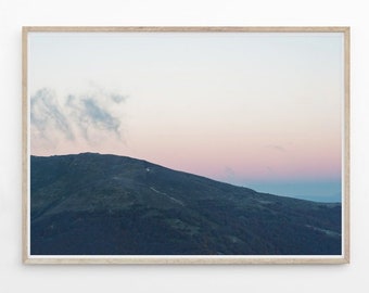 Mountain Print, Mountain Sunset Photograph Printable, Mountain Photography Wall Art Print Download, Pink Sunset, Pastel Sunset, Nature Print