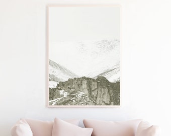 Mountain Wall Art Printable Instant Download, Mountain Print Digital Download Mountain Decor Photography Poster Snowy Winter Neutral Nursery