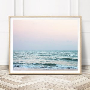 Ocean Print, Ocean Art, Beach Decor, Ocean Photography, Ocean Printable Download, Coastal Art Print, Ocean Photo, Pastel Art Pink image 2