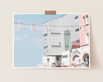 Venice Beach Art Print, Pastel Southern California Wall Art, Printable Beach House Poster, Digital Download Dorm Decor, DIY Gallery Wall