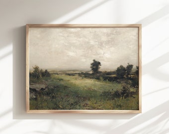 Vintage Country Landscape Oil Painting Printable Art | Vintage Farmhouse Printable Wall Art Print Digital Download #0002