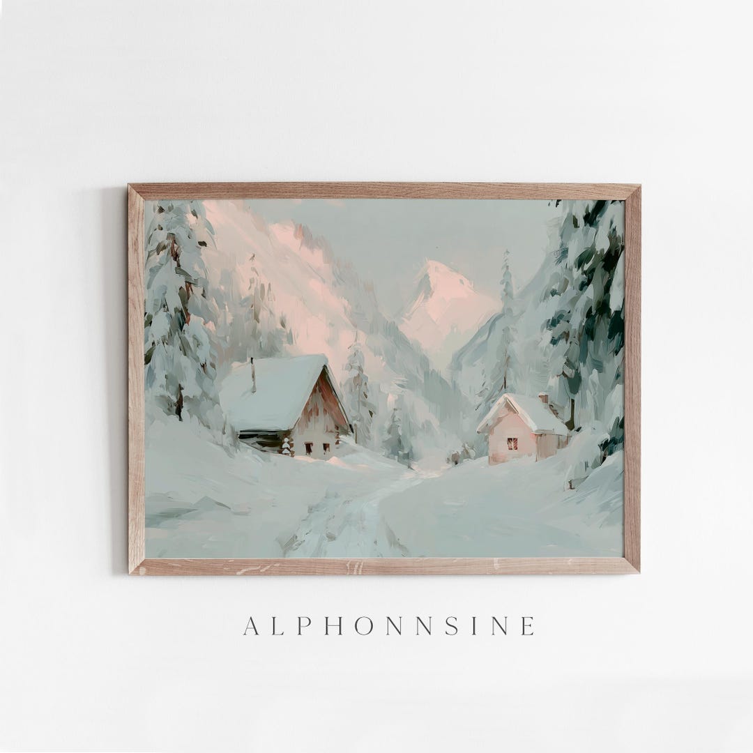 Cozy Winter Forest Scene Printable Wall Art Print | Rustic Cottagecore ...