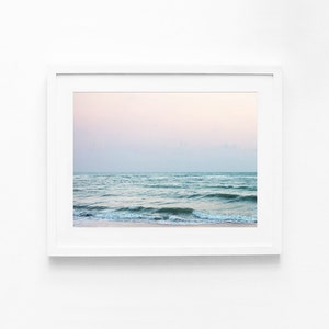 Ocean Print, Ocean Art, Beach Decor, Ocean Photography, Ocean Printable Download, Coastal Art Print, Ocean Photo, Pastel Art Pink image 1