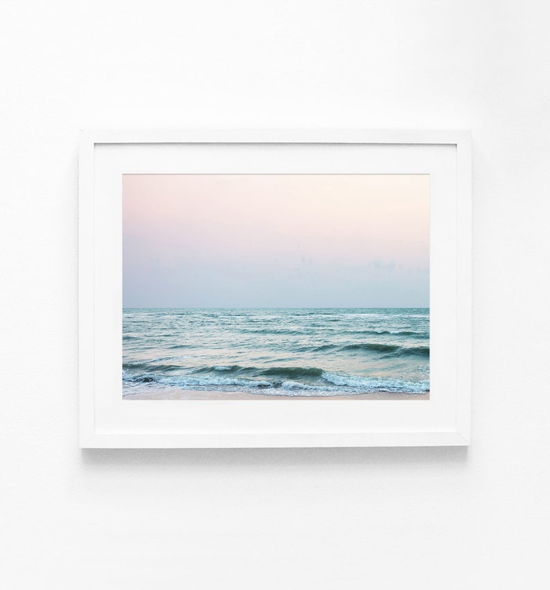 Ocean Print, Ocean Art, Beach Decor, Ocean Photography, Ocean Printable Download, Coastal Art Print, Ocean Photo, Pastel Art Pink image 1