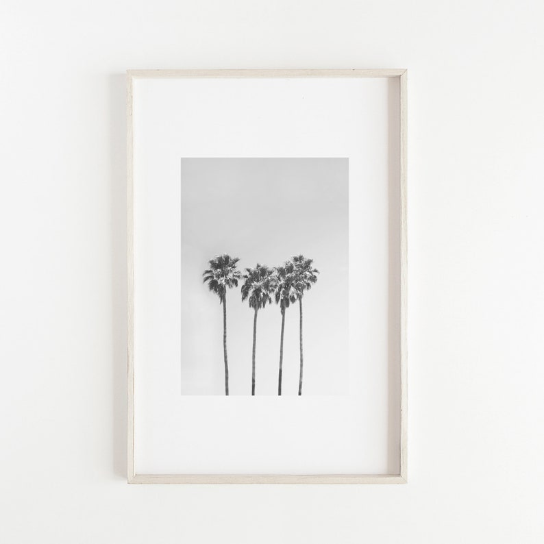 Palm Print Black and White Palm Tree Print Palms Print Wall Etsy