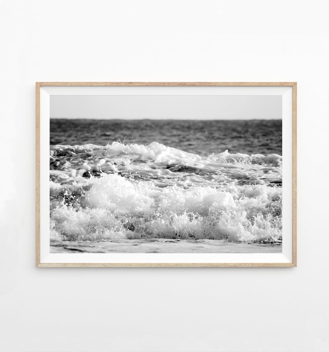 Black and White Ocean Photography Wall Art Printable, Ocean Print