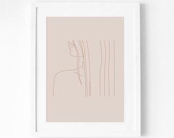 Female Line Drawing Printable Wall Art, Modern Line Drawing Woman, Minimalist Line Art, Nude Line Drawing Print,