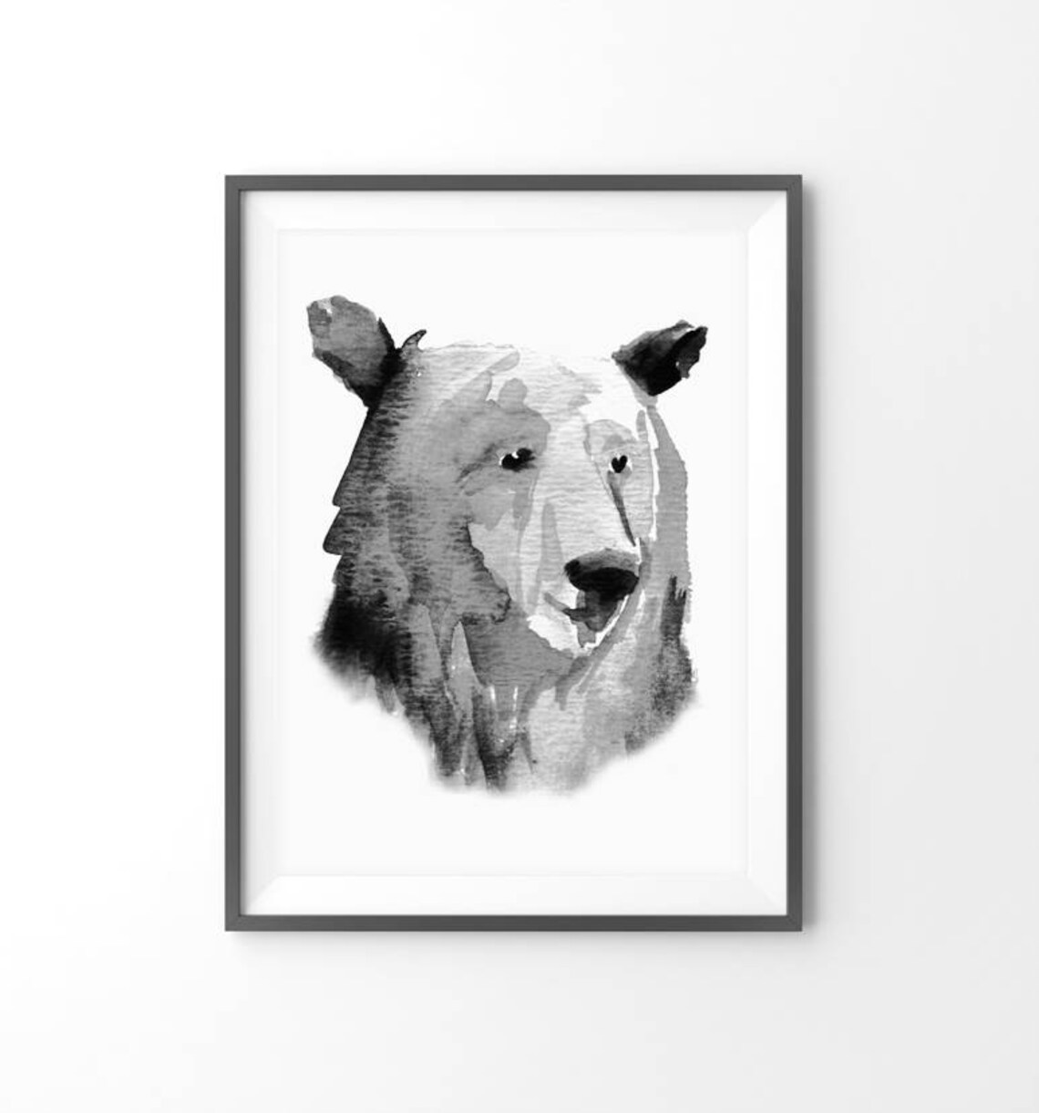 Bear Print Woodland Nursery Animal Art Printable Black and Etsy