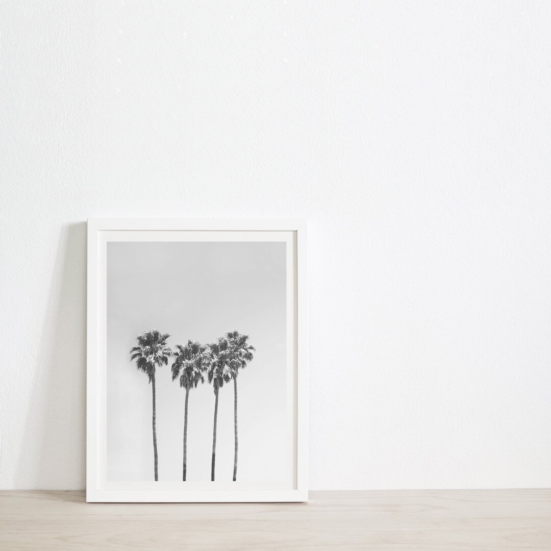 Palm Print Black and White Palm Tree Print Palms Print Wall Etsy