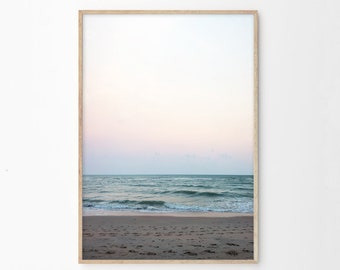 Beach Print, Beach Printable Art, Beach Art Print, Beach Photography Digital Download, Home Decor, Ocean Print, Large Wall Art Print, Pink