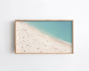 Frame TV Art Beach Ocean, Beach Decor Wall Art, Aerial Beach Print, Beach Dorm Decor, Aerial Beach Photography, Digital Download