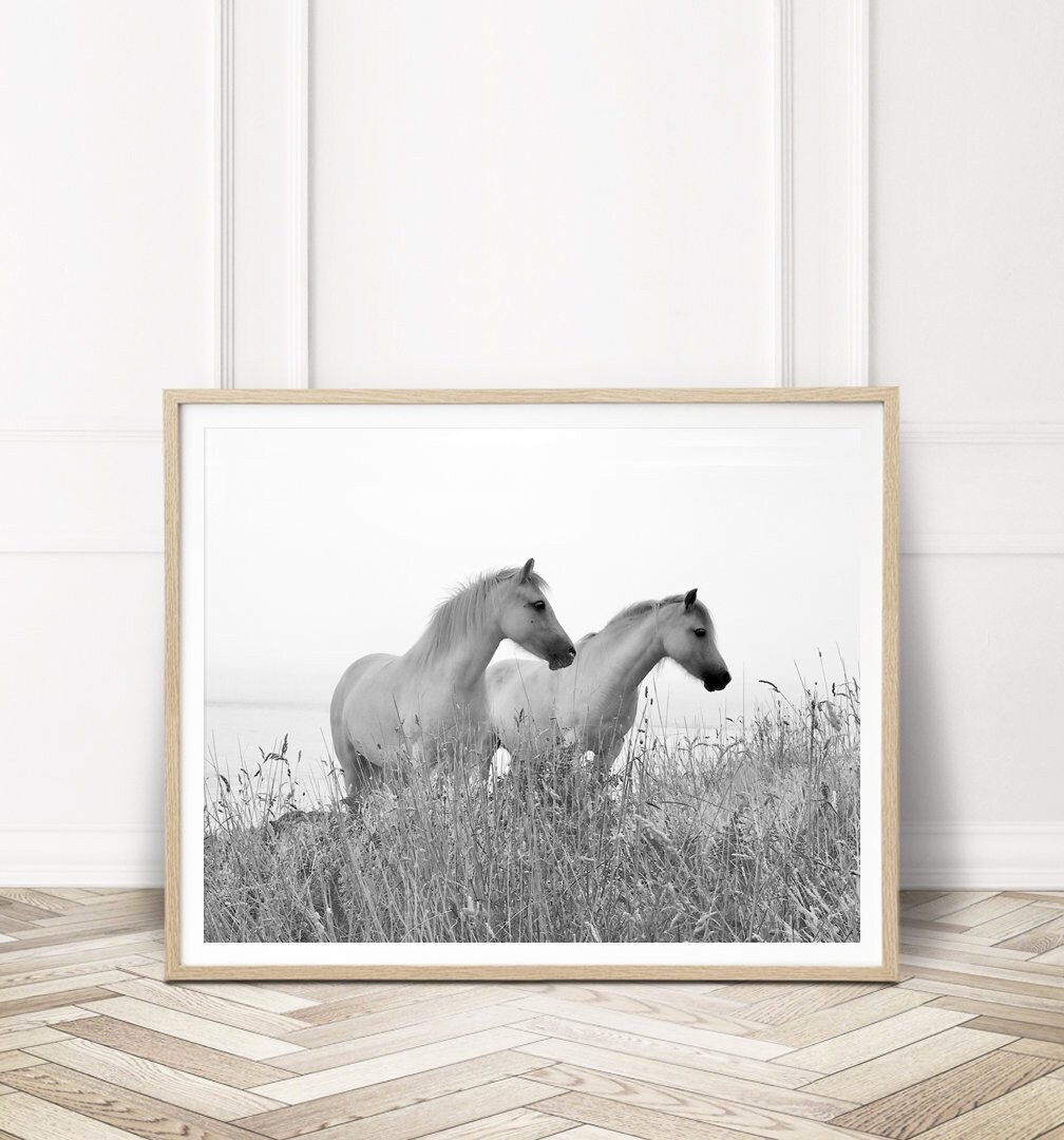Horses Printable Black and White Horses Print Digital Etsy