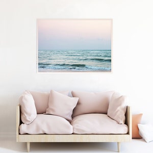Ocean Print, Ocean Art, Beach Decor, Ocean Photography, Ocean Printable Download, Coastal Art Print, Ocean Photo, Pastel Art Pink image 3
