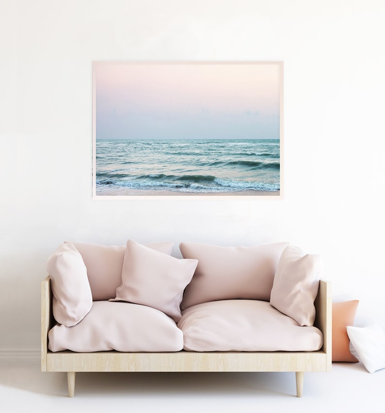 Ocean Print, Ocean Art, Beach Decor, Ocean Photography, Ocean Printable Download, Coastal Art Print, Ocean Photo, Pastel Art Pink image 3