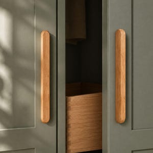 Maniglia per mobile in rovere massello, maniglia moderna per cassetto in legno, accessori minimalisti per armadio.