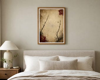 Spider Web Print, Vintage Gothic Decor, Moody Autumn Halloween (Digital Download)