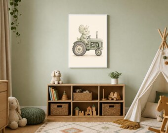 Dinosaur Construction Set of 3, Boys Room Digger Print Trio (Digital Download)