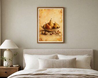 Harvest Table Print, Vintage Botanical Fall Decor, Cosy Kitchen Art (Digital Download)