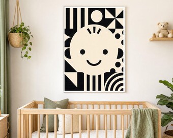 Black and White Nursery Set of 5, Montessori Sensory Print Bundle (Digital Download)