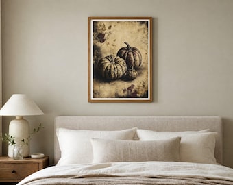 Halloween Wall Art, Heirloom Pumpkins Print, Vintage Gothic Decor, Moody Autumn Halloween, Instant Digital Download