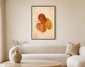 Cosy Autumn Wall Art, Rust Forms Print, Fall Botanical Kitchen Decor, Rust Amber Autumn Art, Digital Download