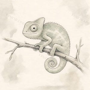 Safari Nursery Decor, Baby Chameleon Print, Sage Green Wall Art, Gender Neutral Animal Art, Kids Room Digital Download image 2