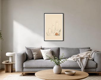Three Little Ghosts Print, Kids Halloween Decor, Sage Nursery Art (Digital Download)