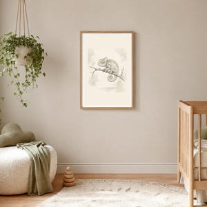 Safari Nursery Decor, Baby Chameleon Print, Sage Green Wall Art, Gender Neutral Animal Art, Kids Room Digital Download image 4