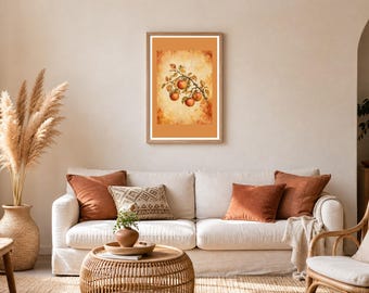 Autumn Wall Art, Vintage Botanical Fall Decor, Apple Branch Print, Cosy Harvest Kitchen Art, Digital Download