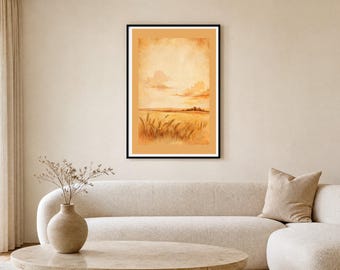 Autumn Wall Art, Wheat Field Print, Vintage Botanical Fall Decor, Cosy Harvest Kitchen Art, Digital Download