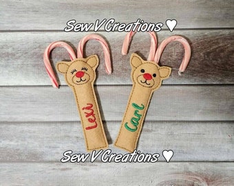 Reindeer Candy Cane Holders, Personalized options, great for kids or hot chocolate bar gifts
