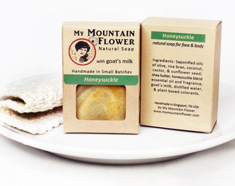 Natural Honeysuckle Goat's Milk Soap, Artisan Cold Process, Eco Friendly Soap