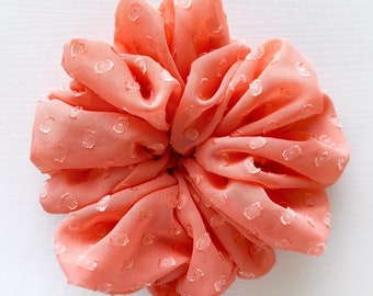 Oversized Chiffon Scrunchie -- Coral